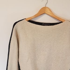 Armani Exchange wool mohair two tone crop sweater